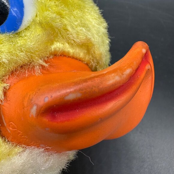 Vintage Rushton Rubber Face Duck Yellow Duckling Stuffed Animal Toy Kitschy READ - Picture 12 of 15